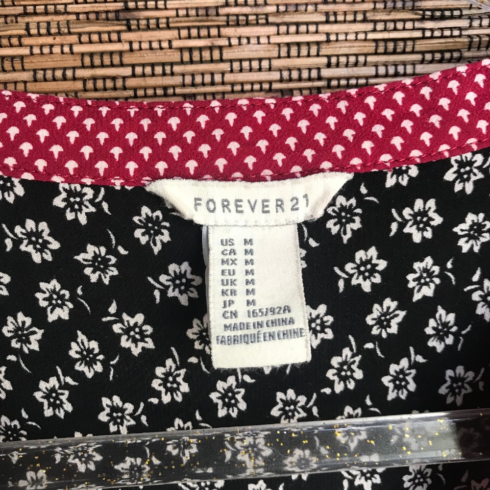 Forever 21 Boho Babydoll Dress Red White Black - Picture 3 of 7